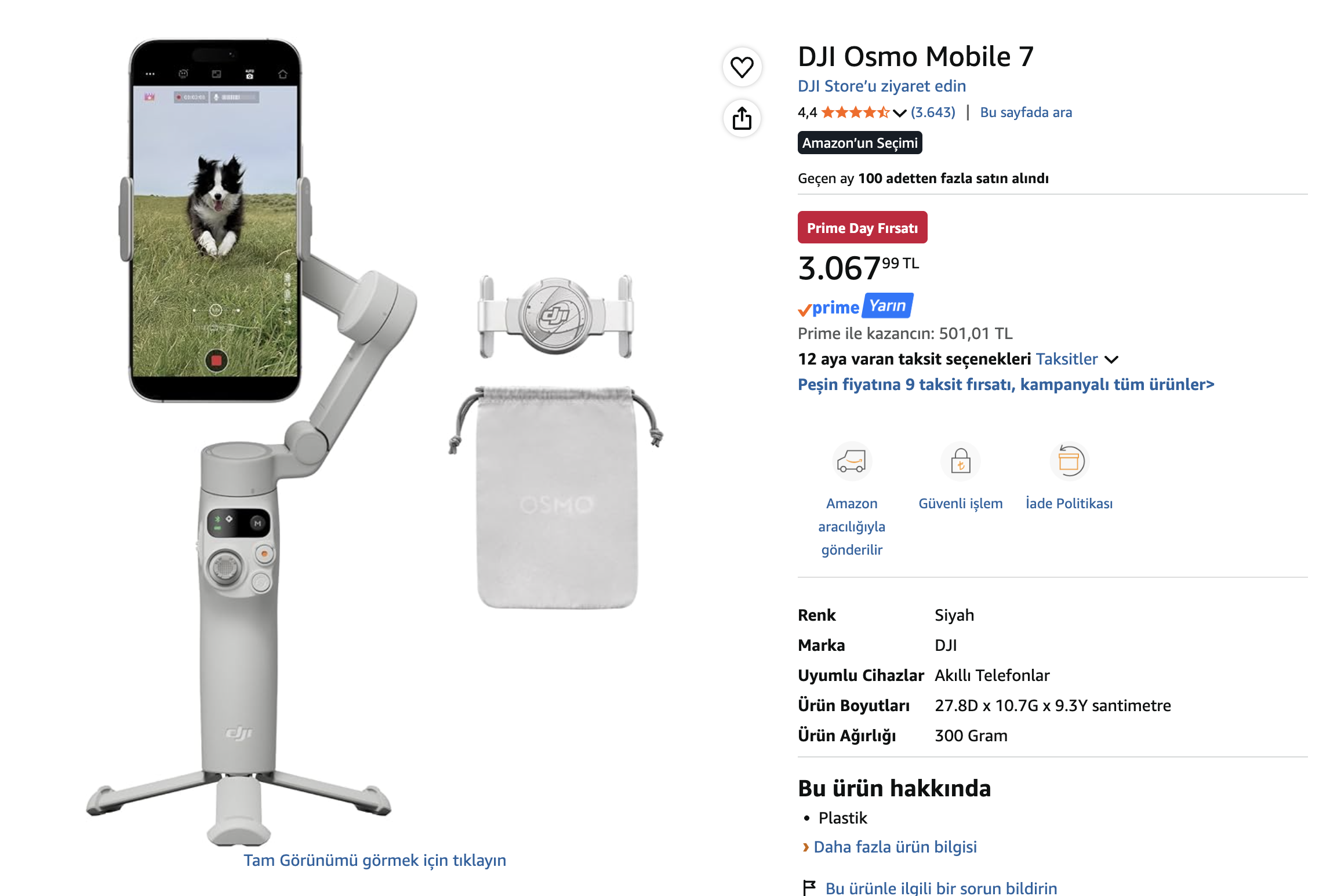 Amazon DJI Osmo Mobile 7 3067TL - Görsel 1